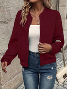 Aurélie | Women's Textured Zip Jacket – Lightweight Quilted Bomber