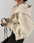 Callie | Women's Zip Up Hoodie – Long Sleeve Hooded Jacket for Fall Layering – Beige