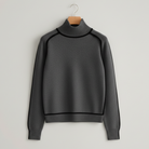 Carla | Women's Turtleneck Knit Sweater – Contrast Piping, Raglan Sleeves