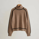 Carla | Women's Turtleneck Knit Sweater – Contrast Piping, Raglan Sleeves
