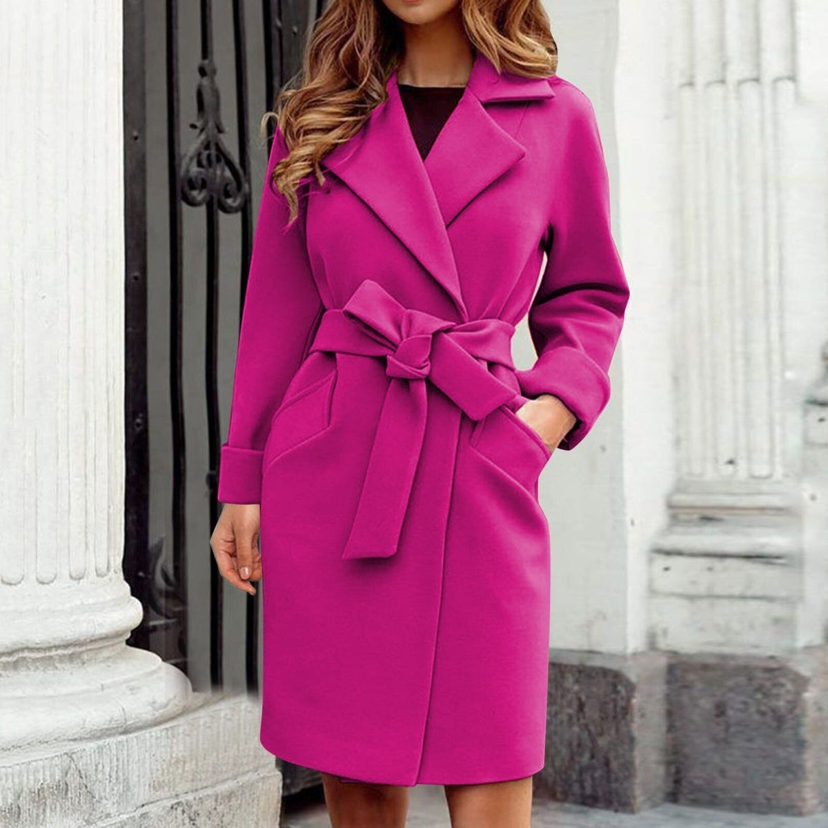 Xenia | Women's Belted Trench Coat – Elegant A-Line Silhouette