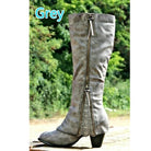 Cecily | Women's Knee High Boots – Block Heel, Side Zip, Sleek Classic Design – Gray