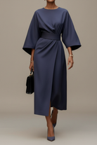 Celeste – Women's Lantern Sleeve Midi Dress – Fluid Silhouette for Day to Evening
