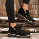 Chelsea | Women's Suede-Look Ankle Boots – Side Zip, Chunky Lug Sole, Stitched Welt