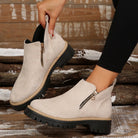 Chelsea | Women's Suede-Look Ankle Boots – Side Zip, Chunky Lug Sole, Stitched Welt