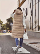 Chloe | Women's Long Hooded Puffer Vest – Quilted, Snap Front, Knee Length