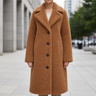 Cora – Women's Oversized Teddy Coat – Plush Faux Shearling with Notched Lapel