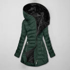 Courtney | Women's Quilted Puffer Jacket – Plush-Lined Hood, Fitted Waist, Zip Pockets – Forest Green