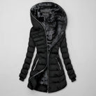 Courtney | Women's Quilted Puffer Jacket – Plush-Lined Hood, Fitted Waist, Zip Pockets – Black