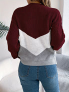 Noreen | Women's Color-Block Cable Knit Sweater – Round Neck