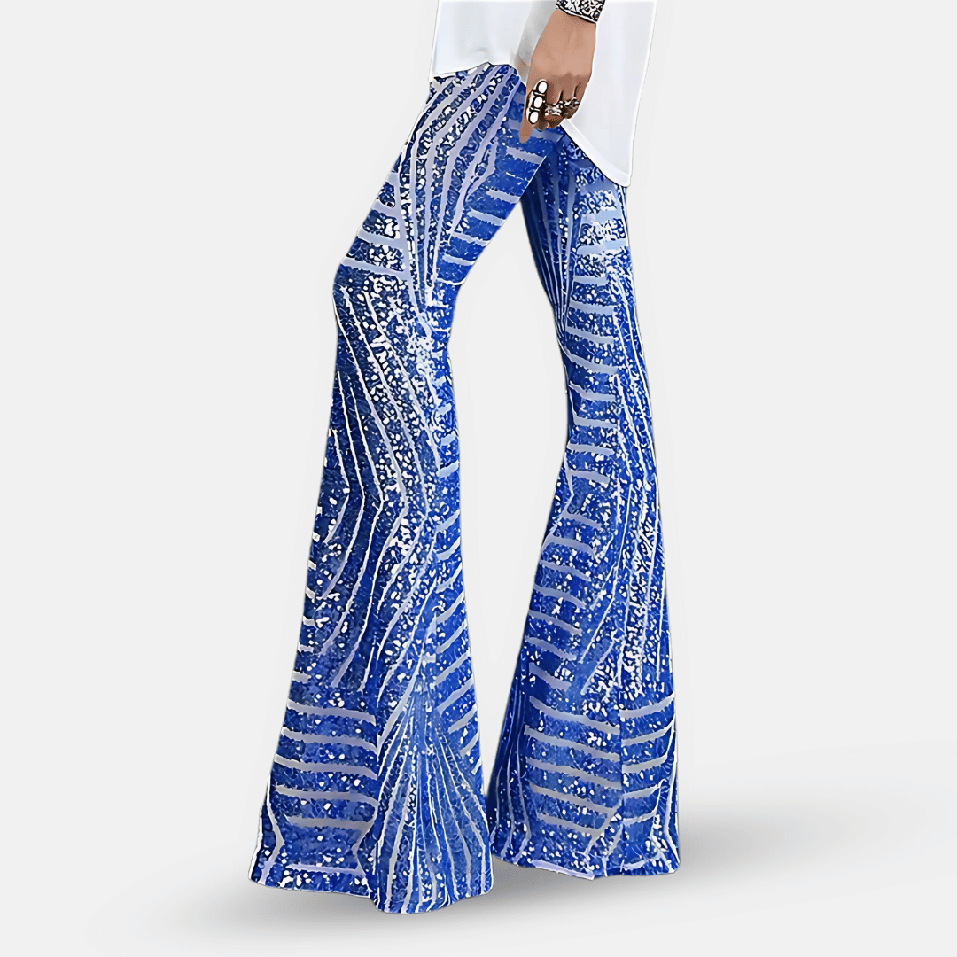 Daphne – Women's Sequin Flare Pants – High-Waisted Bell Bottoms with Lining