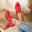 Della | Women's Block Heel Ankle Boots – Leather-Look, Cushioned Support