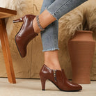 Della | Women's Block Heel Ankle Boots – Leather-Look, Cushioned Support