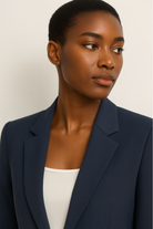 Diana | Women's Longline Blazer and Straight-Leg Pants Set – Navy Pantsuit