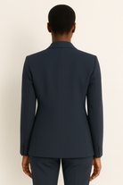 Diana | Women's Longline Blazer and Straight-Leg Pants Set – Navy Pantsuit