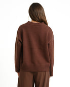 Dolores | Women's Relaxed V-Neck Sweater – Soft Knit Pullover, Ribbed Trims, Brown