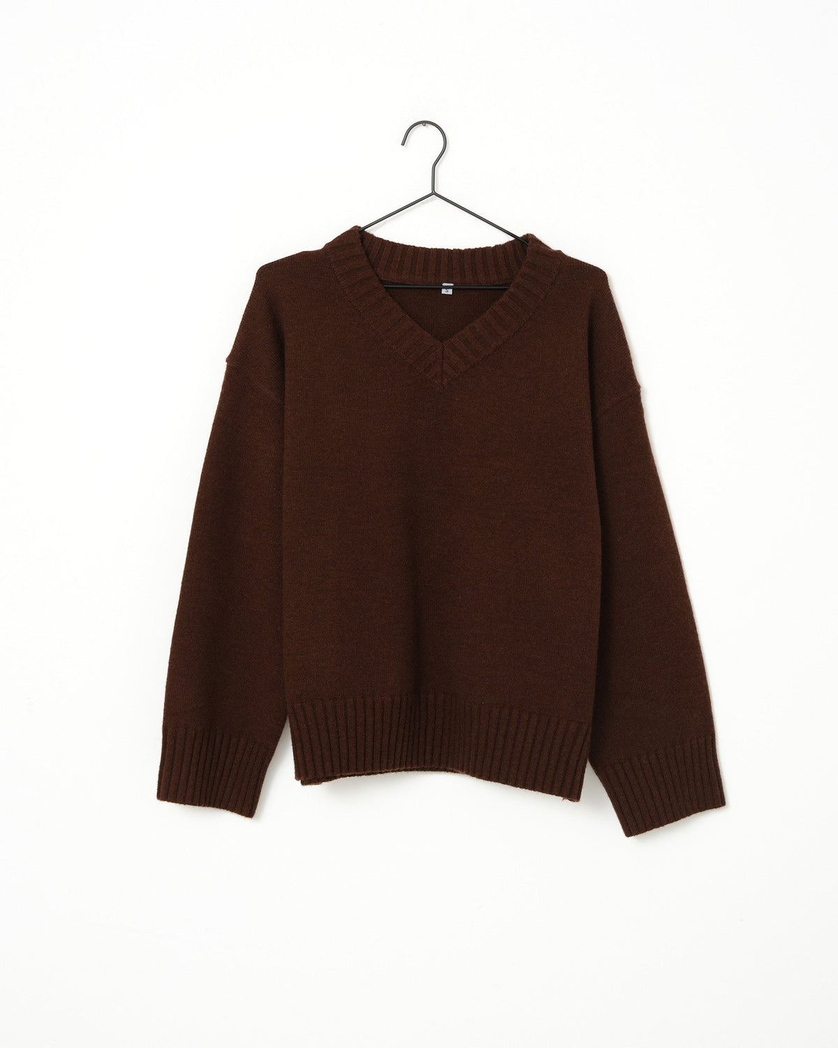 Dolores | Women's Relaxed V-Neck Sweater – Soft Knit Pullover, Ribbed Trims, Brown
