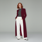 Eliza | Women's Long Tailored Coat – Single Button Mid-Calf Overcoat, Lined – Red