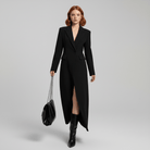 Eliza | Women's Long Tailored Coat – Single Button Mid-Calf Overcoat, Lined