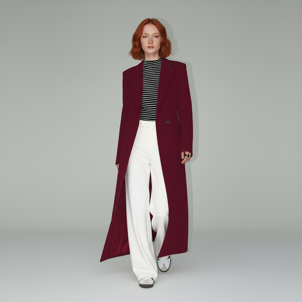 Eliza | Women's Long Tailored Coat – Single Button Mid-Calf Overcoat, Lined