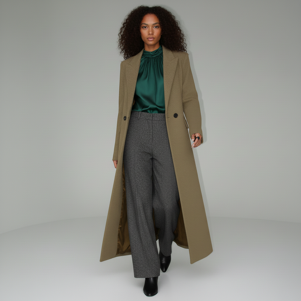 Eliza | Women's Long Tailored Coat – Single Button Mid-Calf Overcoat, Lined