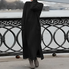 Esme | Women's Turtleneck Maxi Sweater Dress – Long Sleeves, Side Slits, Pockets – Black