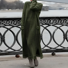 Esme | Women's Turtleneck Maxi Sweater Dress – Long Sleeves, Side Slits, Pockets – Green