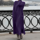 Esme | Women's Turtleneck Maxi Sweater Dress – Long Sleeves, Side Slits, Pockets – Purple