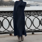 Esme | Women's Turtleneck Maxi Sweater Dress – Long Sleeves, Side Slits, Pockets – Blue