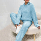 Fern | Women's Fleece Hoodie and Jogger Set – Soft Textured Lounge Set – Blue