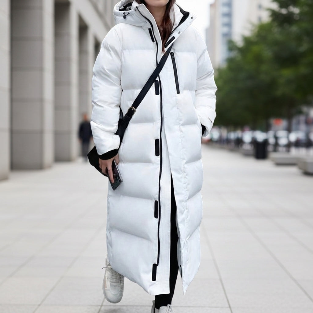 Frances – Women's Long Quilted Puffer Parka – Hooded, Water-Repellent Winter Coat