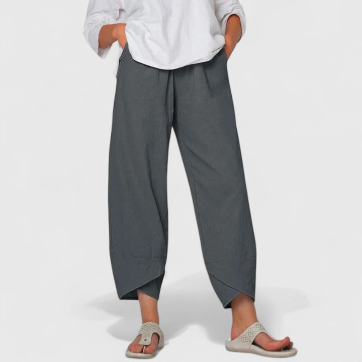 Georgia – Women's Printed Wide-Leg Pants – Elastic Waist, Vintage-Inspired Pattern