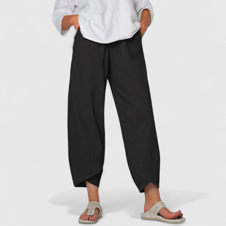 Georgia – Women's Printed Wide-Leg Pants – Elastic Waist, Vintage-Inspired Pattern