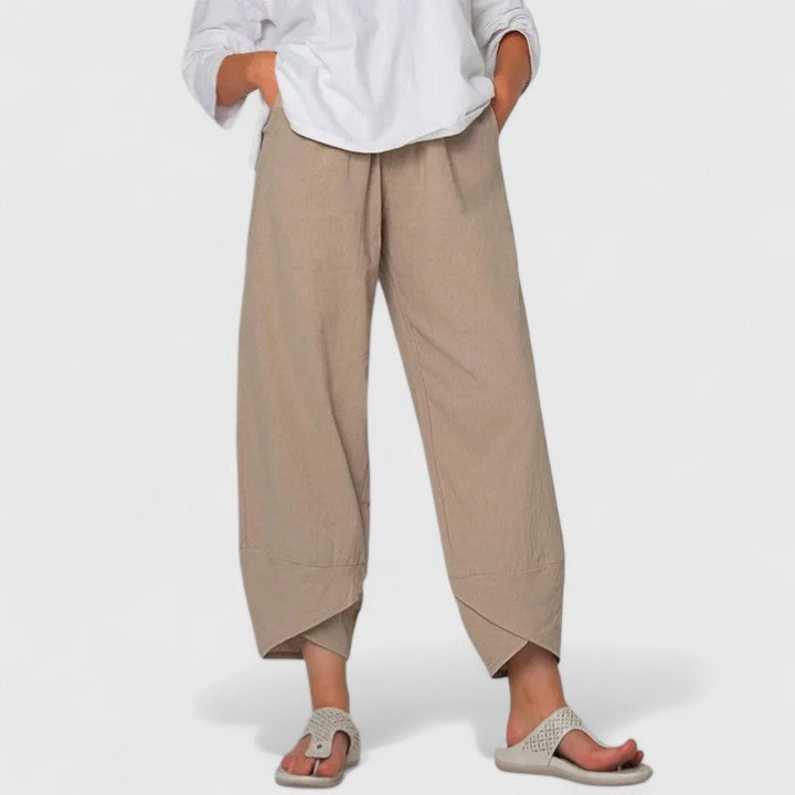 Georgia – Women's Printed Wide-Leg Pants – Elastic Waist, Vintage-Inspired Pattern