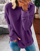 Gia | Women's Soft Brushed Crewneck Sweatshirt – Relaxed Fit Pullover – Purple