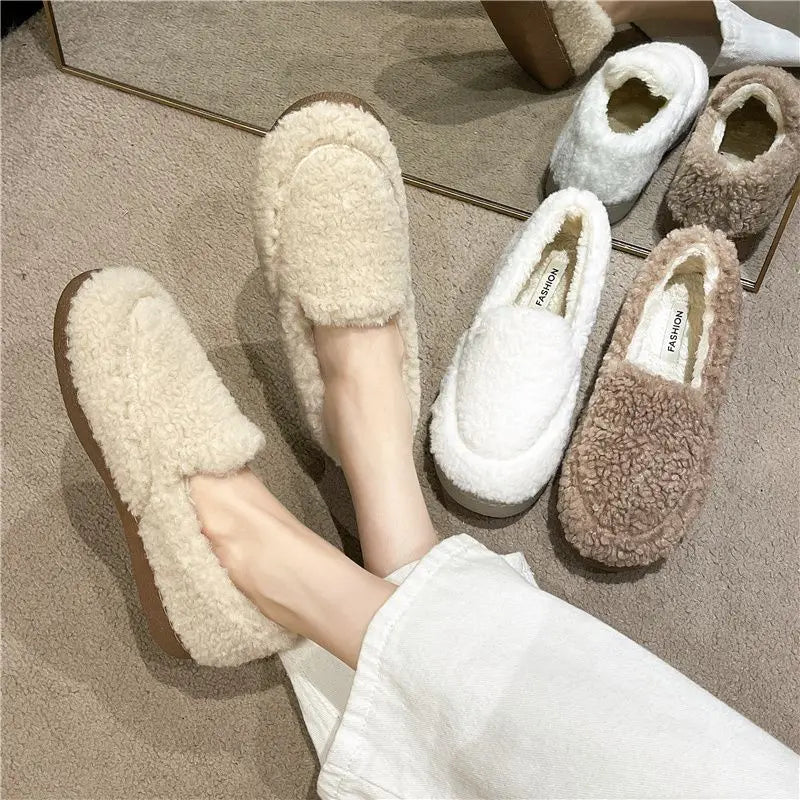 Gracie | Women's Teddy Fleece Slip-On Loafer Slippers – Plush Lining, Rubber Sole