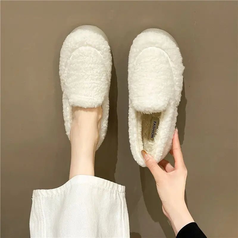 Gracie | Women's Teddy Fleece Slip-On Loafer Slippers – Plush Lining, Rubber Sole