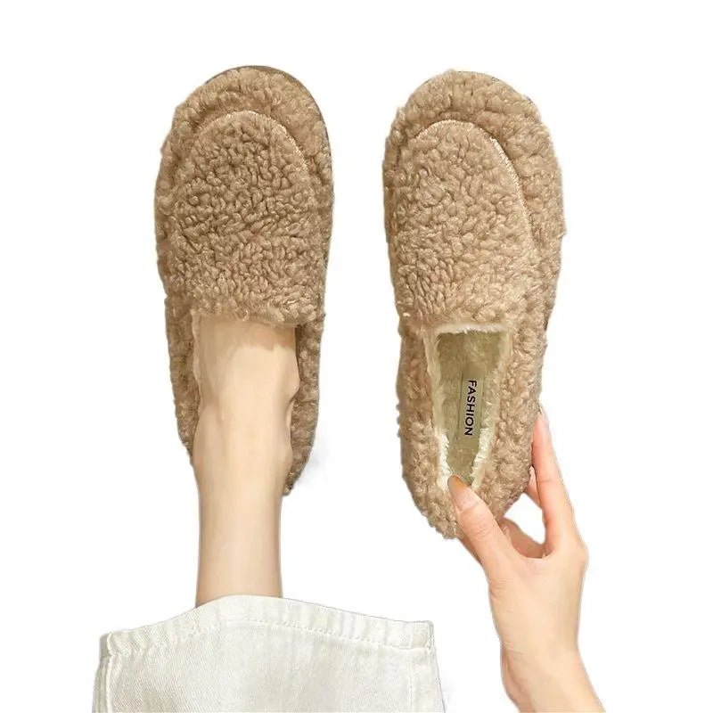 Gracie | Women's Teddy Fleece Slip-On Loafer Slippers – Plush Lining, Rubber Sole