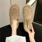Gracie | Women's Teddy Fleece Slip-On Loafer Slippers – Plush Lining, Rubber Sole – Camel