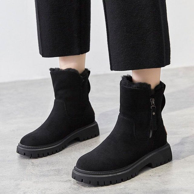 Greta | Women's Fleece Lined Winter Boots – Water-Resistant, Anti-Slip Sole – Black