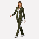 Gwendolyn – Women's Zip Jacket and Jogger Set – Utility Pockets with Contrast Piping