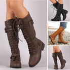 Hattie | Women's Flat Lace-Up Boots – Retro Buckle Detail, Non-Slip Sole
