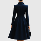 Hope | Women's Long Sleeve V-Neck Midi Dress – Fit and Flare with Gold Buttons