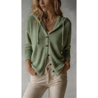 Genevieve | Women's Ribbed Hooded Cardigan – Button Front