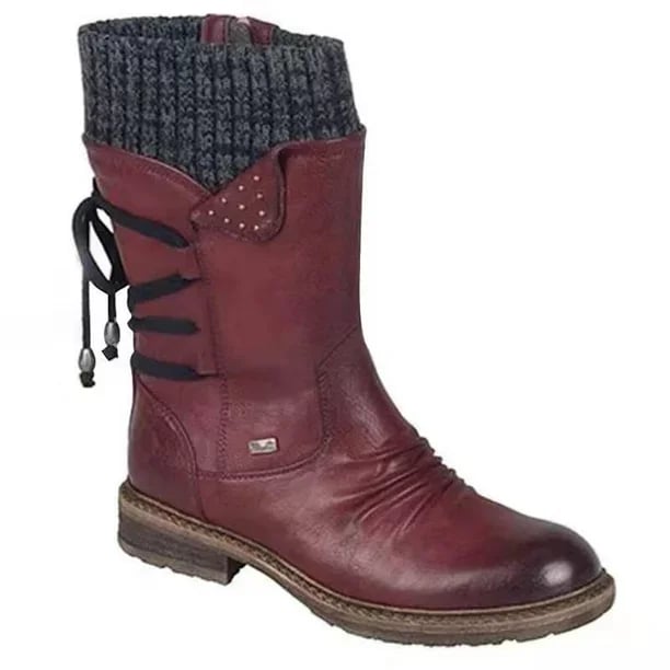 Ilse | Women's Warm Winter Boots – Water-Resistant, Calf Height, Lined – Red