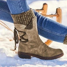 Ilse | Women's Warm Winter Boots – Water-Resistant, Calf Height, Lined – Khaki