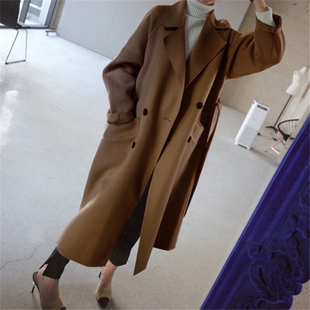 Imogen – Women's Oversized Wool-Feel Coat – Relaxed Long Line for Fall