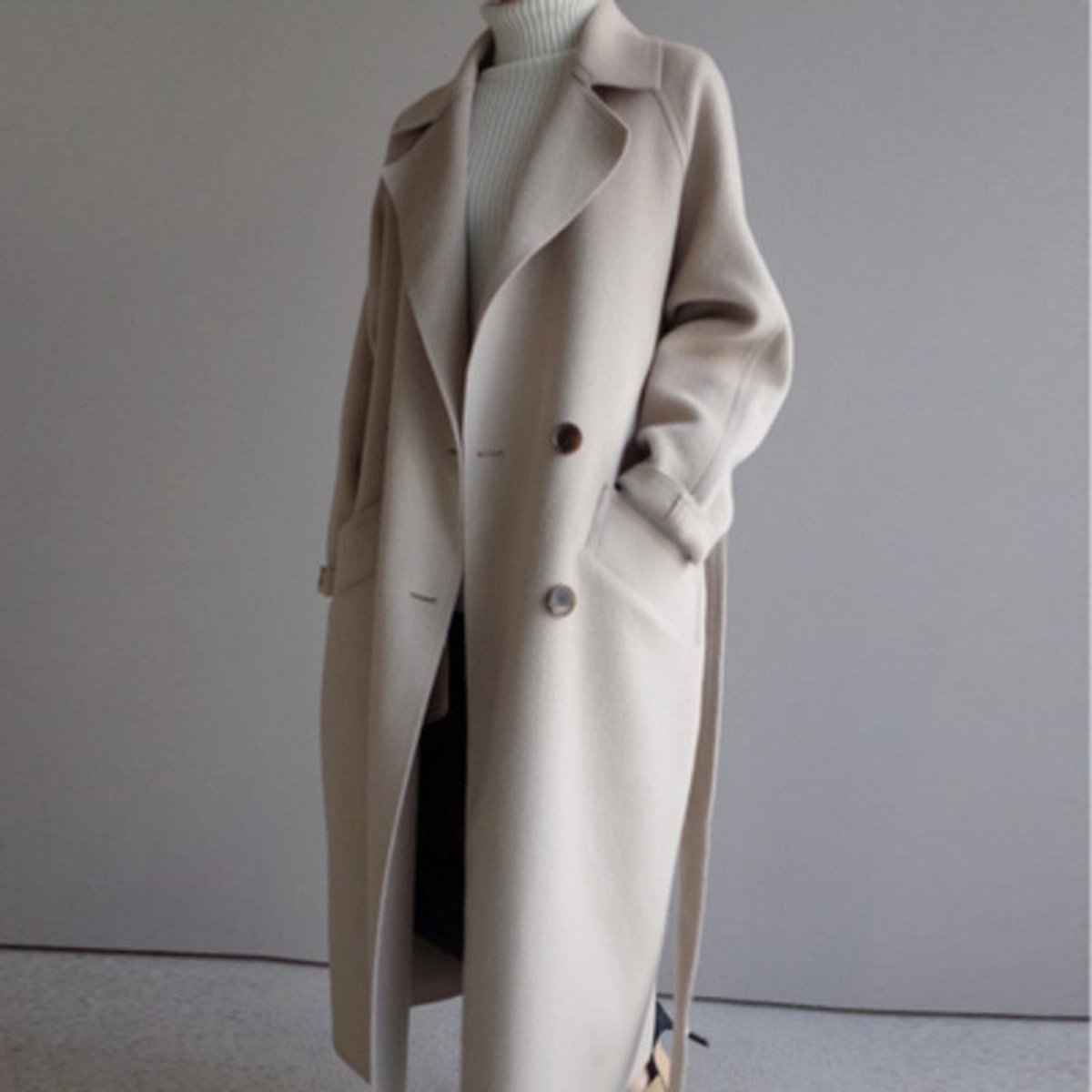 Imogen – Women's Oversized Wool-Feel Coat – Relaxed Long Line for Fall