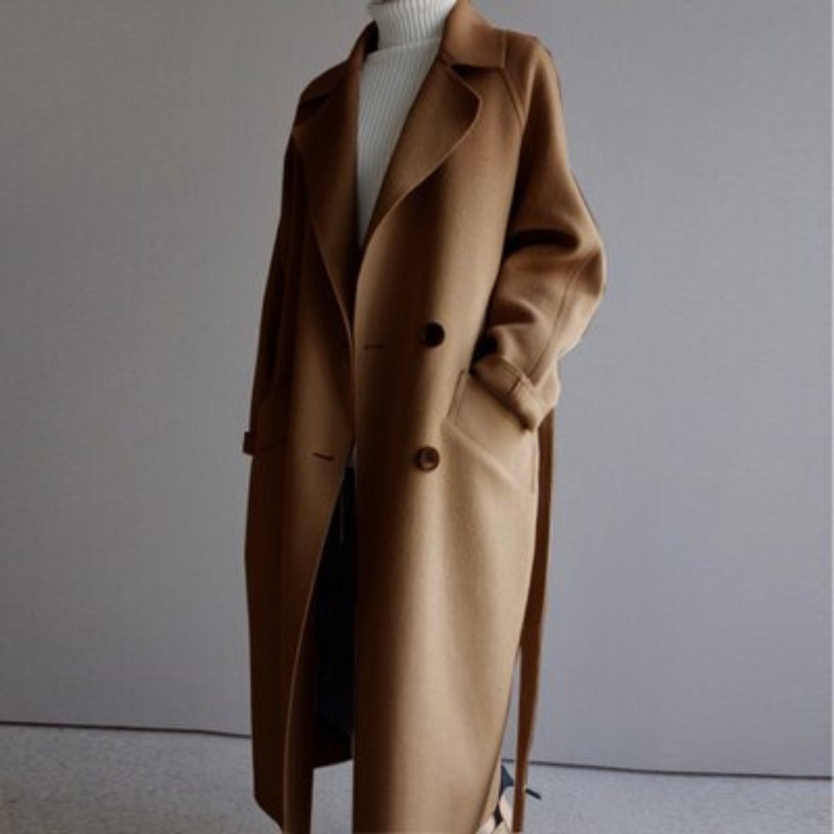 Imogen – Women's Oversized Wool-Feel Coat – Relaxed Long Line for Fall