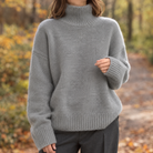 Brooke-Sage | Women's Oversized Turtleneck Sweater – Ribbed Knit